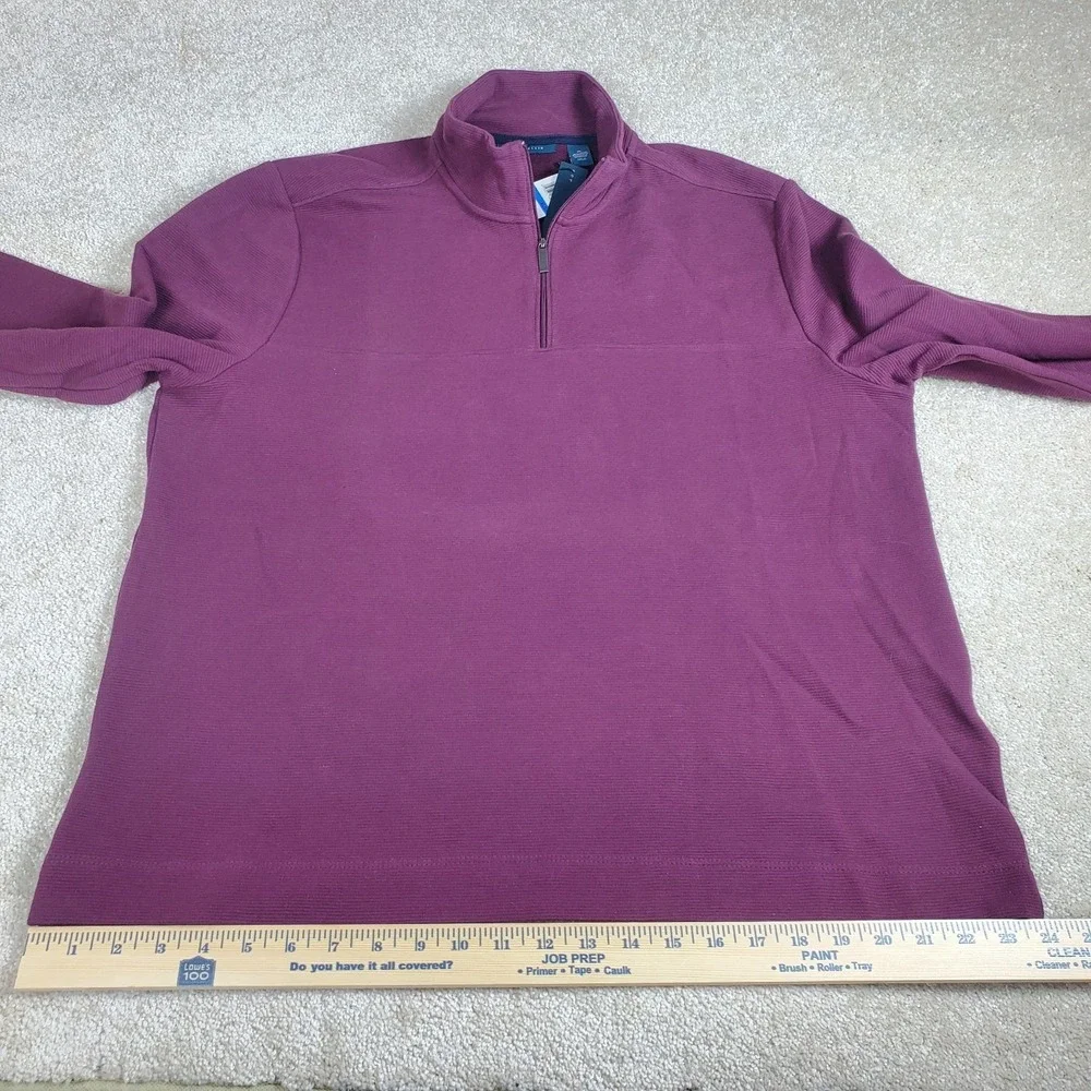 Perry‎ Ellis Men's  1/4 Zip Pullover Size XL  Burgundy Long Sleeve NWTGS